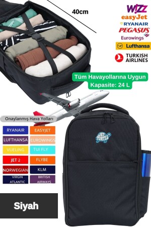 Jet Turtle Seyahat Sırt Çantası 40cm Pegasus, Wizz Air, Ryanair, El Valizi Koltuk Altı Valizi - Halal