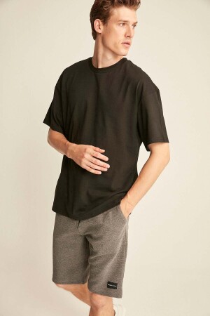 Jett Erkek Oversize Fit %100 Pamuk Kalın Dokulu Siyah T-shirt - Grimelange