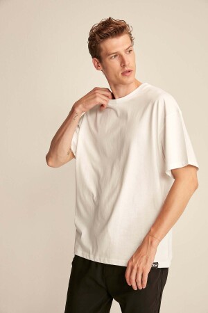 Jett Men's Oversize Fit 100% Cotton Thick Textured White T-shirt - Grimelange