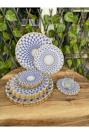Jewelery model gold 24 piece breakfast set. - Gürcüglass