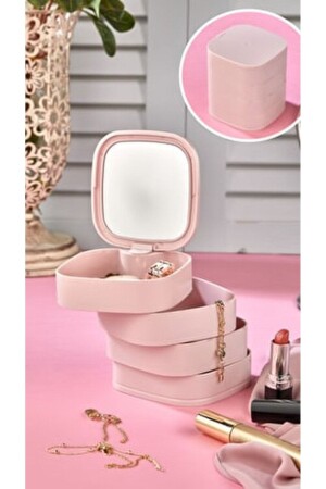 Jewelry Organizer - 4-Layer Mirrored Square 360 ​​Degree Rotatable Jewelry Organizer Box - Meka Home