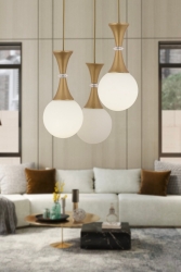 Joel 3Lü Yuvarlak Eskitme Beyaz Camlı Modern Genç Odası Mutfak Salon Sarkıt Avize 3556-3Y-FR - Apliqa