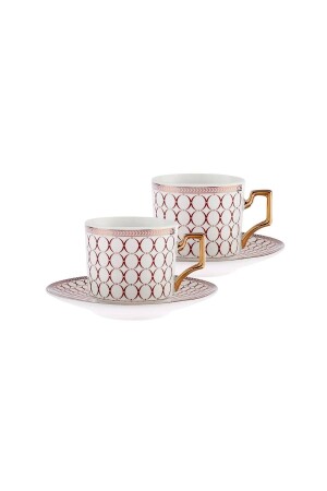Jolly Red Ring Tea Cup Set for 2 People 220 Ml 153. 03. 06. 6434 - Karaca
