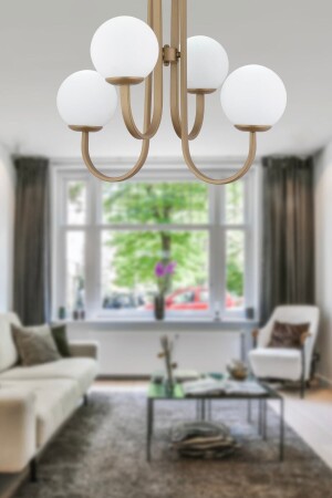 Joren 4-Piece Antique White Glass Modern Kitchen Bedroom Living Room Chandelier 3984-04-FR - Apliqa