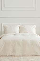 Josef Ecru Striped Satin Double Duvet Cover Set 200. 22. 05. 0130 - Karaca Home
