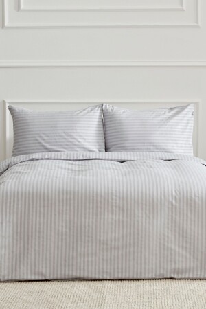 Josef Gray Striped Satin Single Duvet Cover Set - Karaca Home