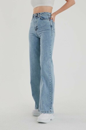 Julia 90er Jahre Snow Wash Blue Lycra Super High Waist Loose Jeans Palazzo Hose - Ramrod