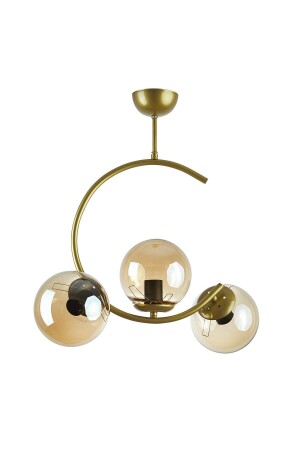 Julia Special Design Living Room - Kitchen - Bedroom Gold Antique Color Honey Glass 3-Piece Chandelier JULL446 - Modavize