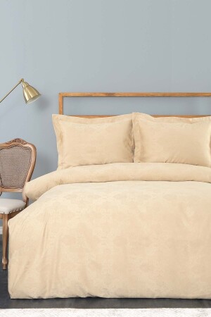 Julio Beige 100% Cotton Satin Double Duvet Cover Set 200. 20. 01. 0476 - Karaca Home