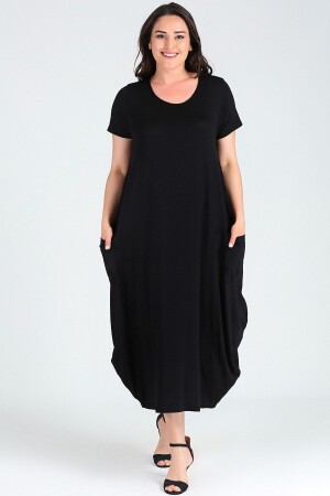 Jumbo Kısa Kol Elbise - Curvy Trend