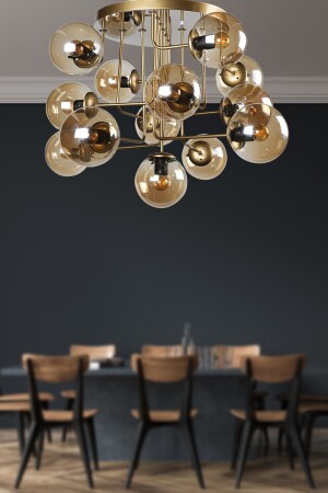 June 13. Antique Honey Globe Glass Chandelier BEG1038BEG13 - Begüsa