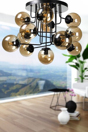 June 13. Black Honey Globe Glass Chandelier BEG1038BEG13 - Begüsa