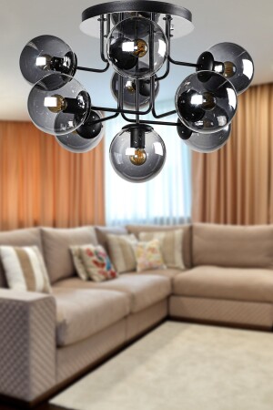 June 9. lu Black Smoked Glass Chandelier BEG1038BEG09 - Begüsa