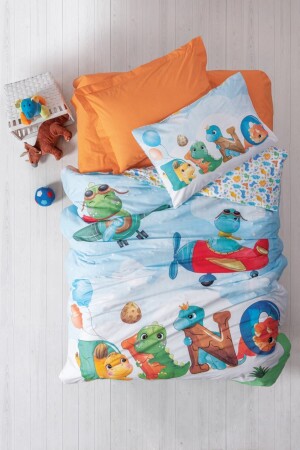 Junior Single Duvet Cover Set Roar Orange 1861p - Cotton Box