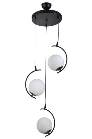 Juno Modern Design Living Room Kitchen Bedroom Black Color White Glass 3-Piece Chandelier 2363J - Modavize
