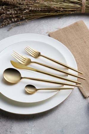 Jupiter Shiny Gold 60 Piece Boxed Fork Spoon Knife Set for 12 Persons 153. 03. 08. 1918 - Karaca