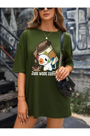 just want coffee printed T-shirt oversize - Penthilus