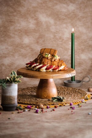 Justwood Lucca 29 Cm Wooden Round Cake Presentation Serving Plate with 12 Cm Foot - Kitchen Trend
