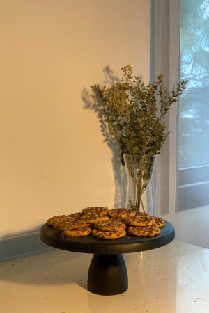 Justwood Lucca Black 29 Cm Wooden 12 Cm Footed Round Cake Presentation Serving Plate TYC00781051833 - kitchen trend