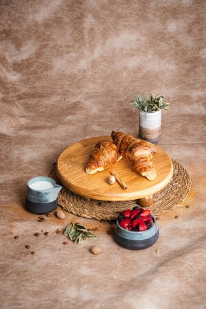 Justwood Risus Top Footed 29 Cm Wooden Round Cake Presentation Serving Plate GW003 - kitchen trend