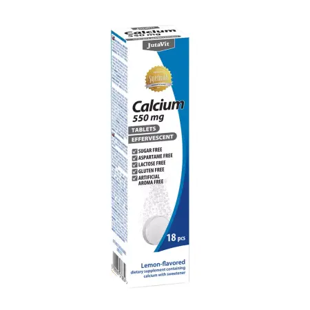JutaVit Calcium 550 mg effervescent tablet (18 Effervescent Tablets, Lemon) - JutaVit