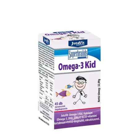 JutaVit Omega-3 Kid Orange Flavoured softgel (45 Softgels, Orange) - JutaVit