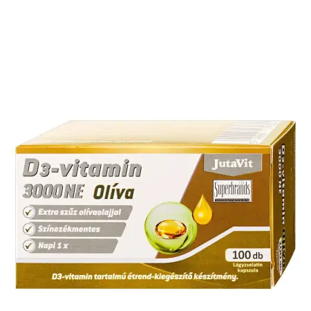 JutaVit Vitamin D3 3000 IU (Olive) (100 Softgels) - JutaVit