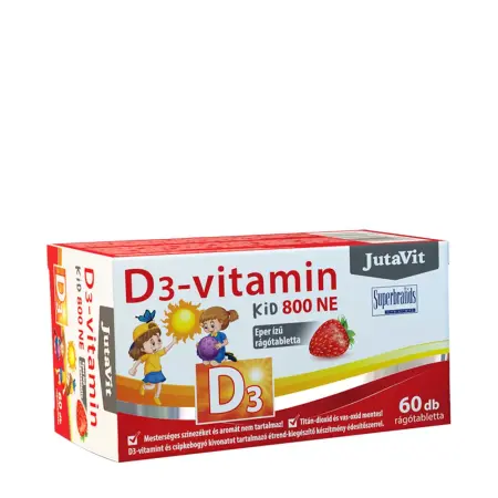 JutaVit Vitamin D3 Kid 800 IU (60 Chewable Tablets, Strawberry) - JutaVit