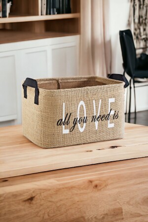 Jute Cabinet Laundry Children's Room Toy Organizer Folding Storage Basket Organizer 30x22x18 - Prendi Home