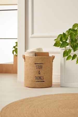 Jute Cabinet Laundry Children's Room Toy Organizer Folding Storage Basket Organizer 30x31 - Ocean Home Textile