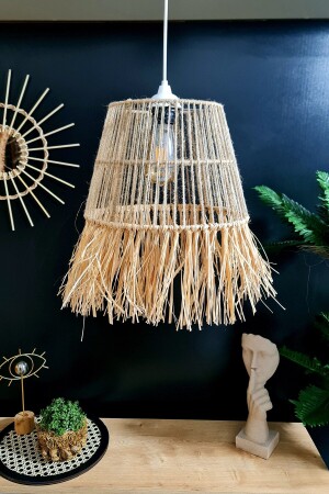 Jute Chandelier Wicker Chandelier Bohemian Raffia Chandelier Fringed Chandelier - Bubihome