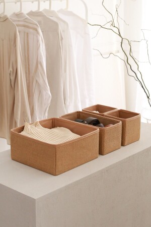 Jute Children's Room Cabinet Drawer Laundry Organizer Folding Storage Box Organizer KK4-JUT - Rek Home