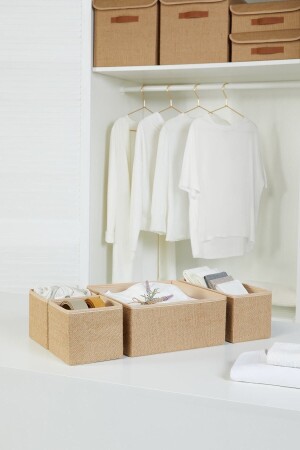 Jute Drawer In-Cabinet Laundry Organizer Children's Room Folding Storage Box Organizer Set - Ocean Home Textile