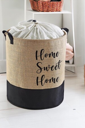 Jute Waterproof Based Drawstring Folding Dirty Laundry Cabinet Toy Storage Basket 37x40 - Prendi Home