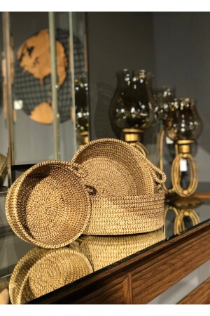 , Jute, Wicker Basket, Triple Set, Organizer, Organizer, Kitchen Basket, Bread Basket, HT-U1 - HomeTurko