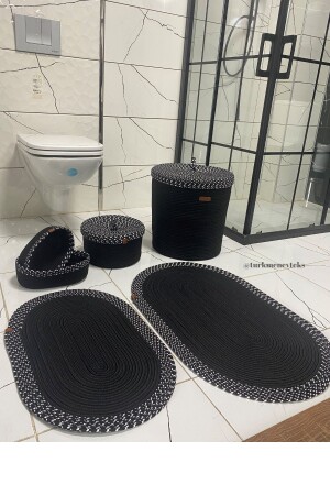 Jute Wicker Bathroom Set - Laundry Basket 40 X 45 - Bath Mat - Makeup Basket - Dirty Basket - Bathroom - Decor - Türkmen Ev Tekstil