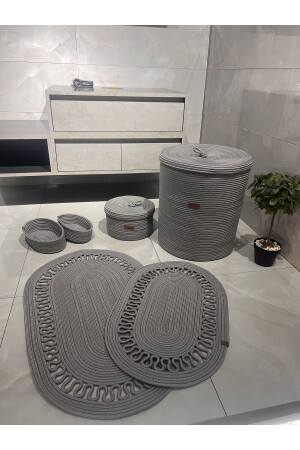 Jute Wicker Bathroom Set -Laundry Basket -Bath Mat -Makeup Basket -Dirty Basket -Decor Full BATHROOM wicker - Monalika