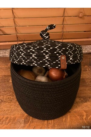 Jute Wicker Covered Basket, Hand Woven, Multi-Purpose Basket, Bathroom and Kitchen Organizer TYC00605389573 - BEVEZ HOME