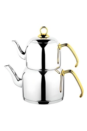 K-305. 03 Violet Teapot Set Steel Handle Mini Size Gold - Özkent