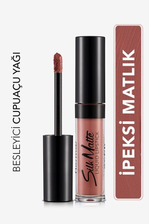 Kadife Dokulu Likit Mat Ruj - Silk Matte Liquid Lipstick - 002 FALL ROSE - 8690604397280 - Flormar