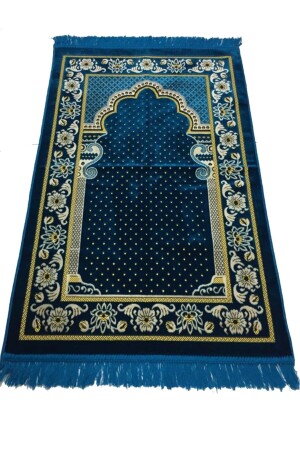 Kadife Namaz Seccadesi Lüx-mavi - Dokumacı