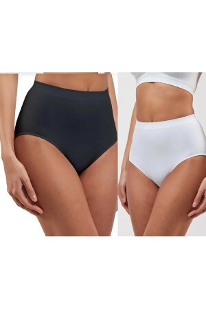 Kadın 2'li Siyah Ve Beyaz Dikişsiz Lazer Kesim Iz Yapmaz Toparlayıcı Slip Külot - Sh Mağazacılık