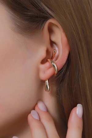 Kadın Altın Renk Tasarım Earcuff Kıkırdak Küpe - Glaren