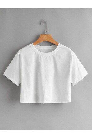 Kadın Beyaz Crop Tshirt - Redo
