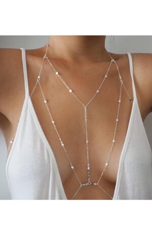 Kadın Boyundan Ve Belden Bağlamalı Taş Detaylı Zincir Vücut Aksesuarı -0680 - Tina Wear