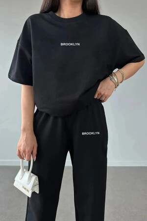 Kadın Brooklyn Baskılı Sweatshirt Alt Üst Eşofman Takımı - Modern Moda