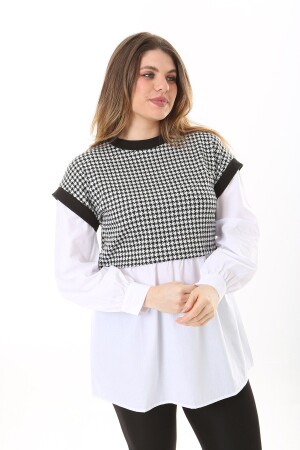 Kadın Büyük Beden Beyaz Kazayağı Ve Poplin Kombinli Tunik 65N37577 - Şans