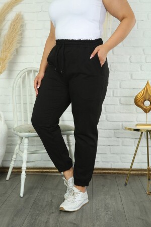Kadın Büyük Beden Siyah Renk Basic Eşofman Altı - Butik Şımarık