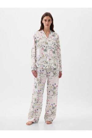 Kadın Çok Renkli Desenli Poplin Pijama Üstü - Gap