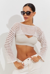 Kadın Ekru Ajurlu Bolero YV115 - Cool & Sexy